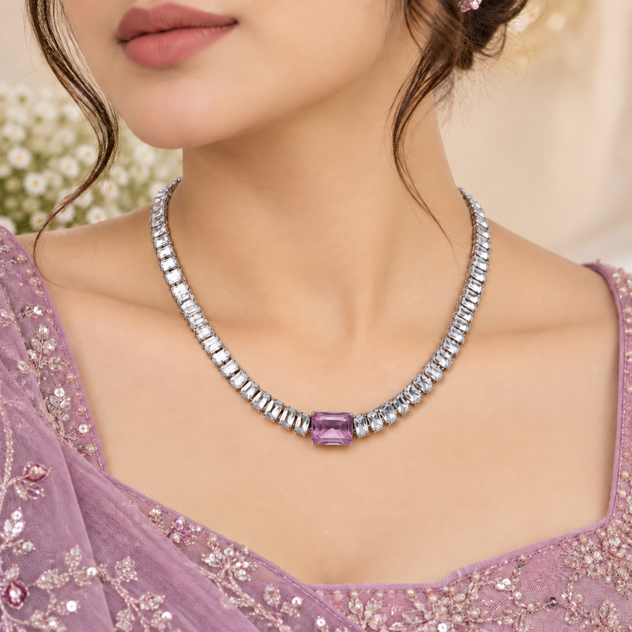 Lavender Crystal Statement Necklace – necklace for women by MM Royal Pakistan