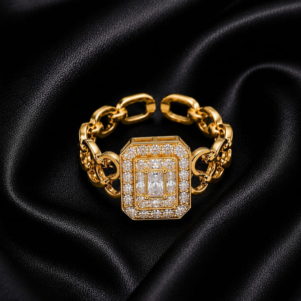 Gold Chain Link Statement Ring
