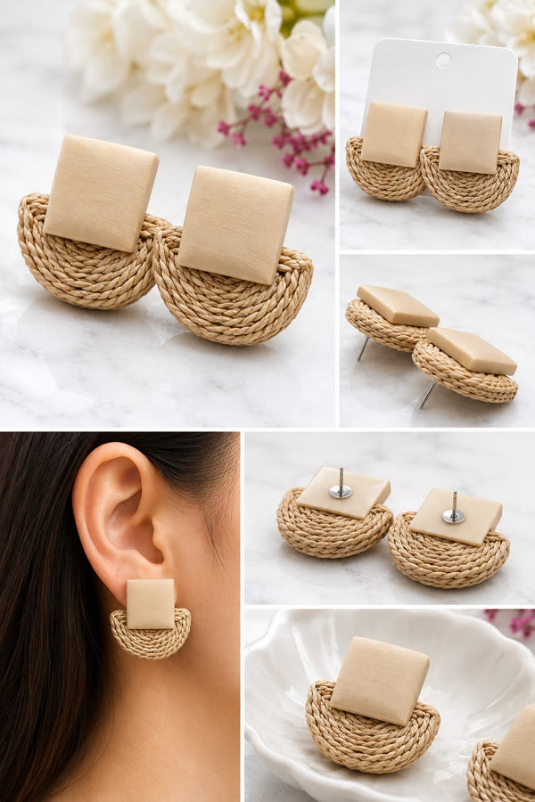 Handmade Woven Raffia Earrings – earrings for women by MM Royal Pakistan