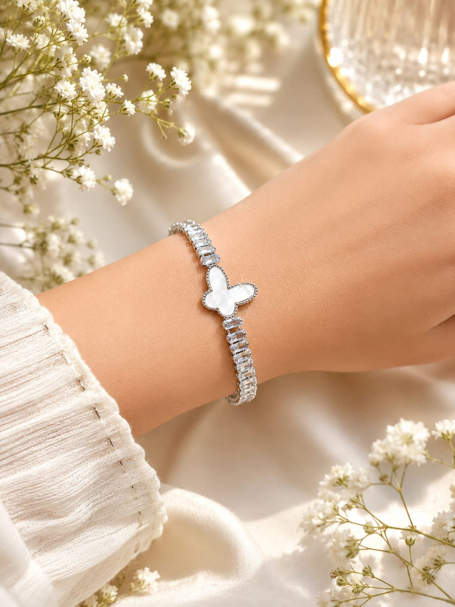 Silver Evil Eye & Coin Charm Bracelet