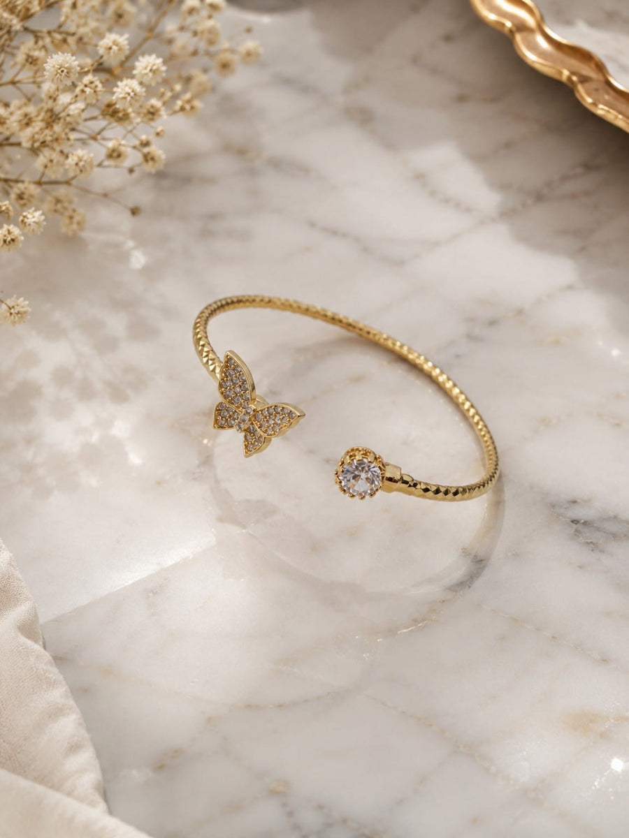 Elegant Butterfly Crystal Cuff Bracelet