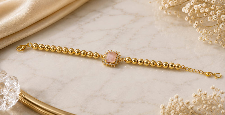 Silver Heart Pearl Crystal Bracelet