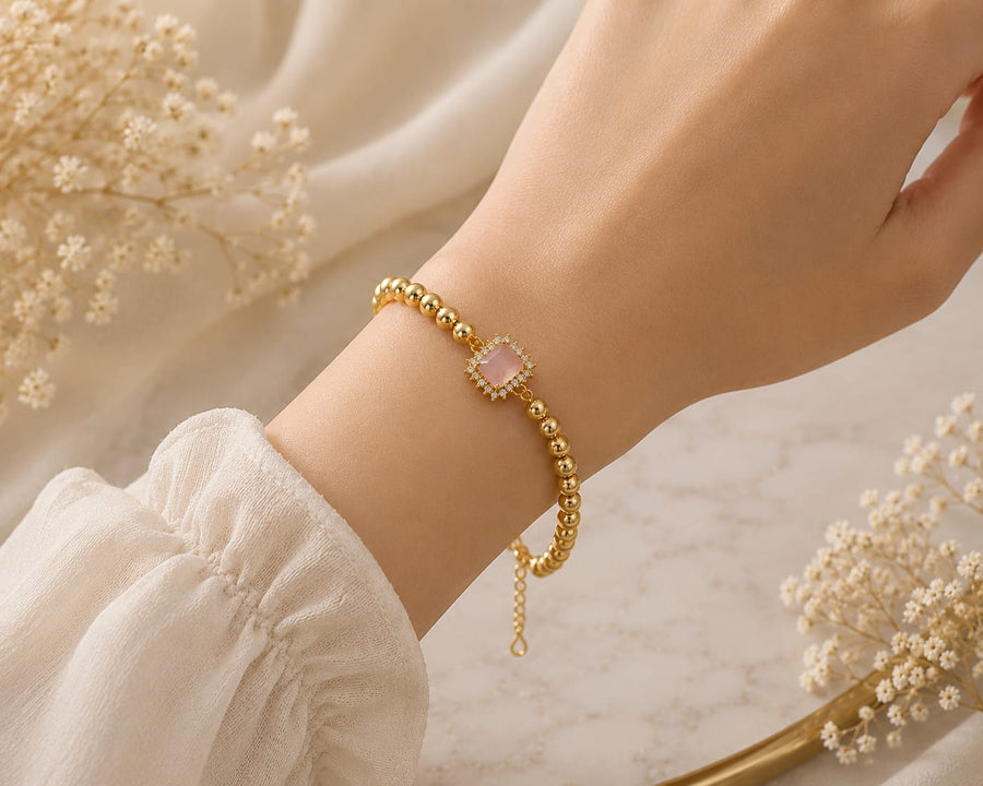 Black Stone Gold Chain Bracelet