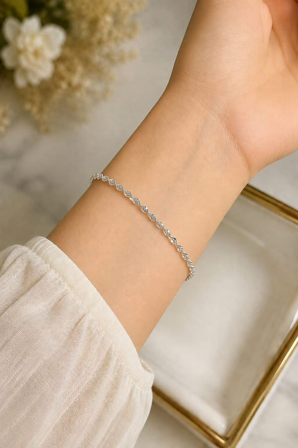 Delicate Silver Twisted Bracelet