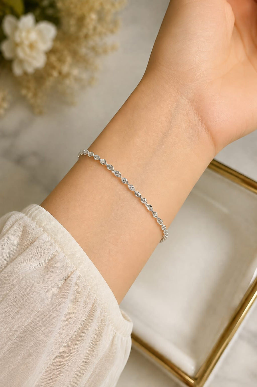 Delicate Silver Twisted Bracelet