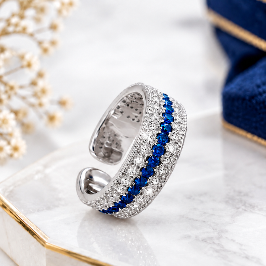 Blue Sapphire Double Band Ring