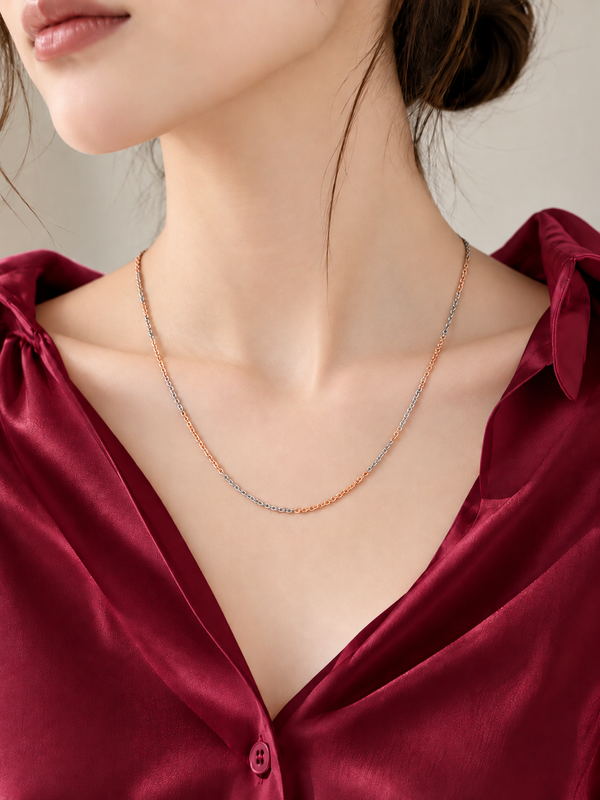 Two-Tone Rose Gold & Silver Chain Necklace for Women | MMRoyal