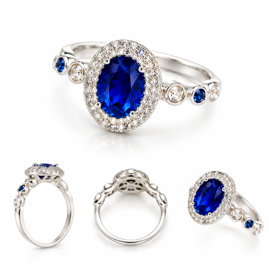 MM Royale Blue Crystal Adjustable Ring – artificial ring for girls by MM Royal Pakistan