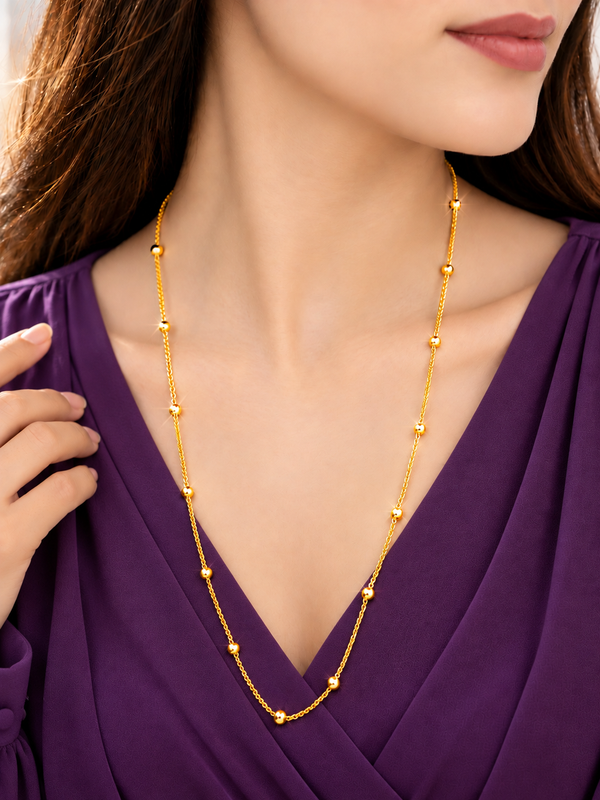 Elegant Golden Beaded Chain Necklace for Women | MMRoyal